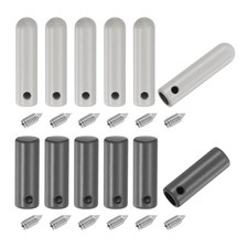 12Pcs 2 Style 20mm/25mm Metal Aglet with Screw, Grey
