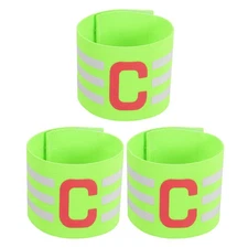 Pack of 3 Soccer Captain Armband Nylon Captain Arm Bands for Soccer Green