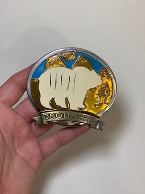 Rare DSQUARED Men's Belt Buckle Polar Bear Enamel Born In Canada Made In Italy