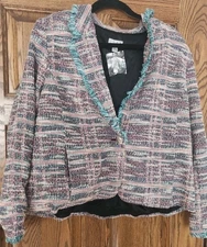 Joan Rivers Blazer Aqua w/ Edging Women's Size XL From QVC