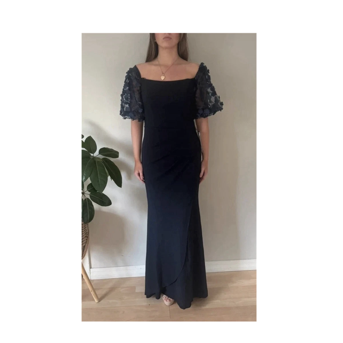 slim fit dress slacks Eva Lady Off The Shoulder Lace Maxi Dress main image 0