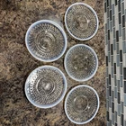 5 Vintage Anchor Hocking Moonstone Opalescent Hobnail Glass Saucer 6 3/8"