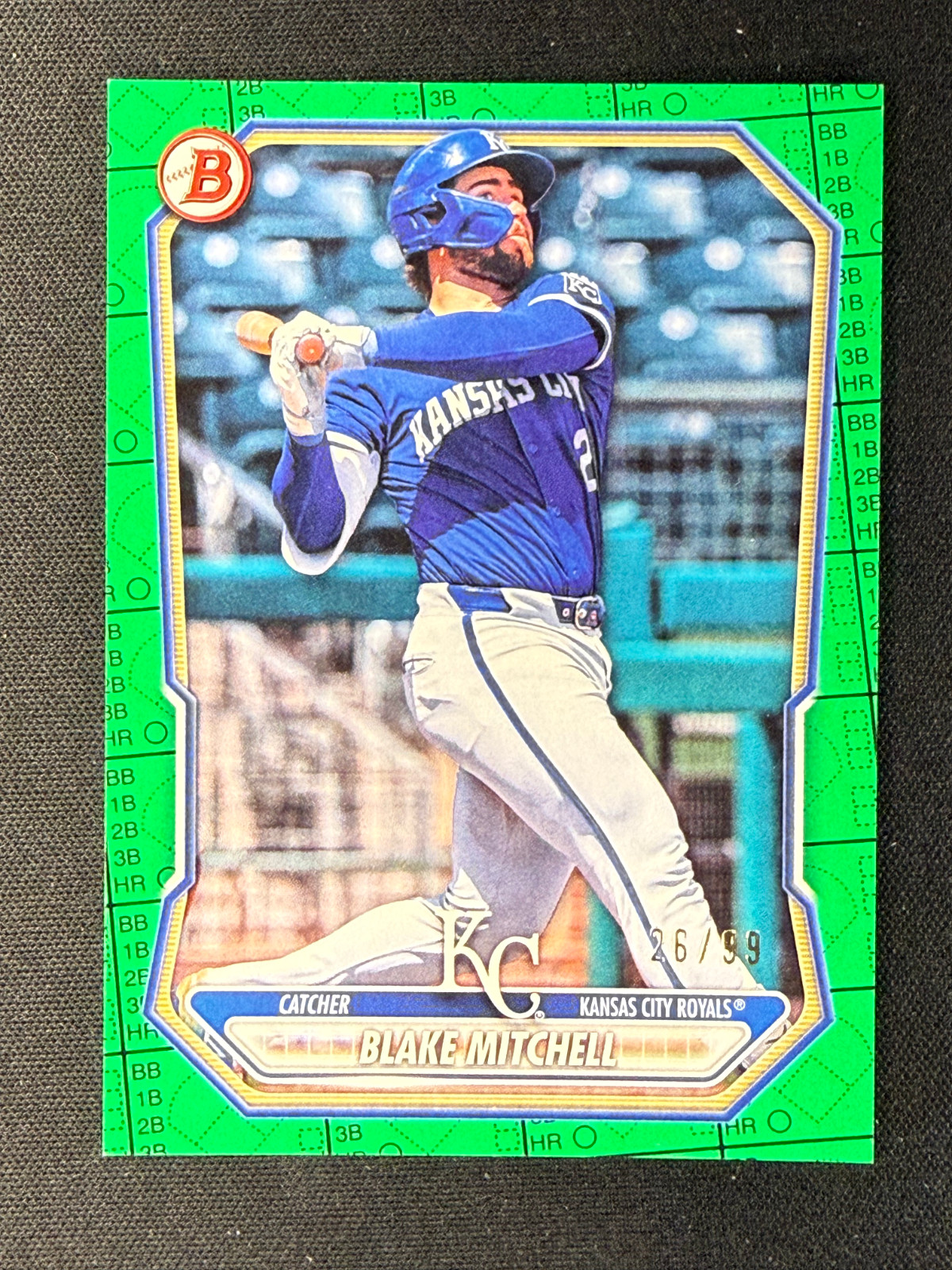 2026 Bowman Prospect Green Scorecard #/99 Blake Mitchell #BP-13 Royals