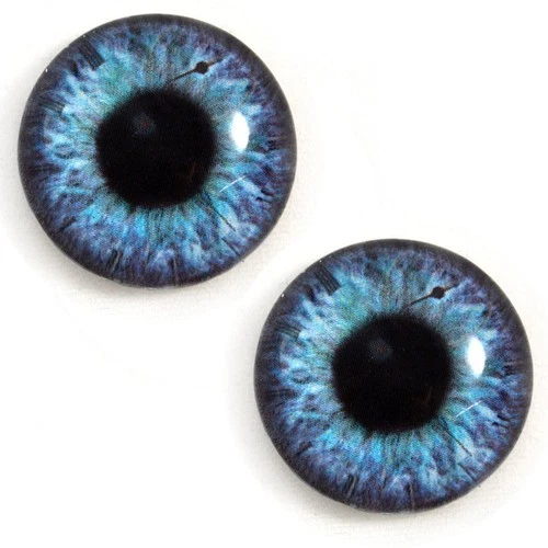 Pair Blue Purple Teal Steampunk Glass Eyes Jewelry Taxidermy Flatback Cabochons - product listing photo