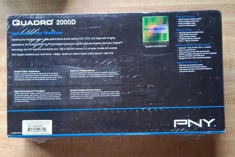 PNY NVIDIA Quadro 2000D (VCQ2000DPB) 1GB GDDR5 SDRAM PCI Express x16 Graphics... - Image 2 of 2
