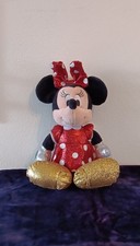 Ty Disney "Minnie Mouse" Plush Toy Red Dress Gold Shoes Silver Gloves Sparkly