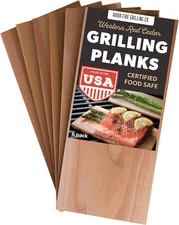 6-Pack Western Red Cedar Grilling Planks for Salmon, Beef, Veggies & More 