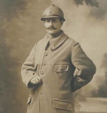 WW1-FRENCH SOLDIER WITH ADRIAN HELMET-STUDIO PHOTO