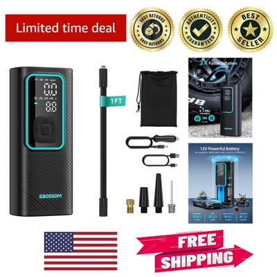 #ad Rechargeable Tire Inflator with Digital Pressure Gauge Perfect for Any Vehicle $29.99