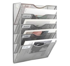 Hanging Wall File Organizer, 5 Pocket Wall Mounted Organizer, Vertical Docume...
