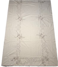Tablecloth 100  x67  Beige Ecru Cutwork Embroidery ONE STAIN EB25