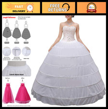 A-line 6 Hoop Crinoline Petticoat Skirt Slip for Wedding Bridal Dress Ball Gown