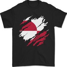 T-Shirt Hombre Gildan Torn Flag Groenlandia Algodón 100% Jersey