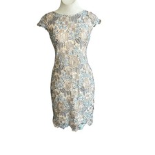 Xscape Dress Rose Gold Embroidered Lace Sheath Size 2