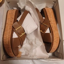 MICHAEL Michael Kors Women's SIZE 6M Easton Tumbled Leather Luggage Sandal NEW