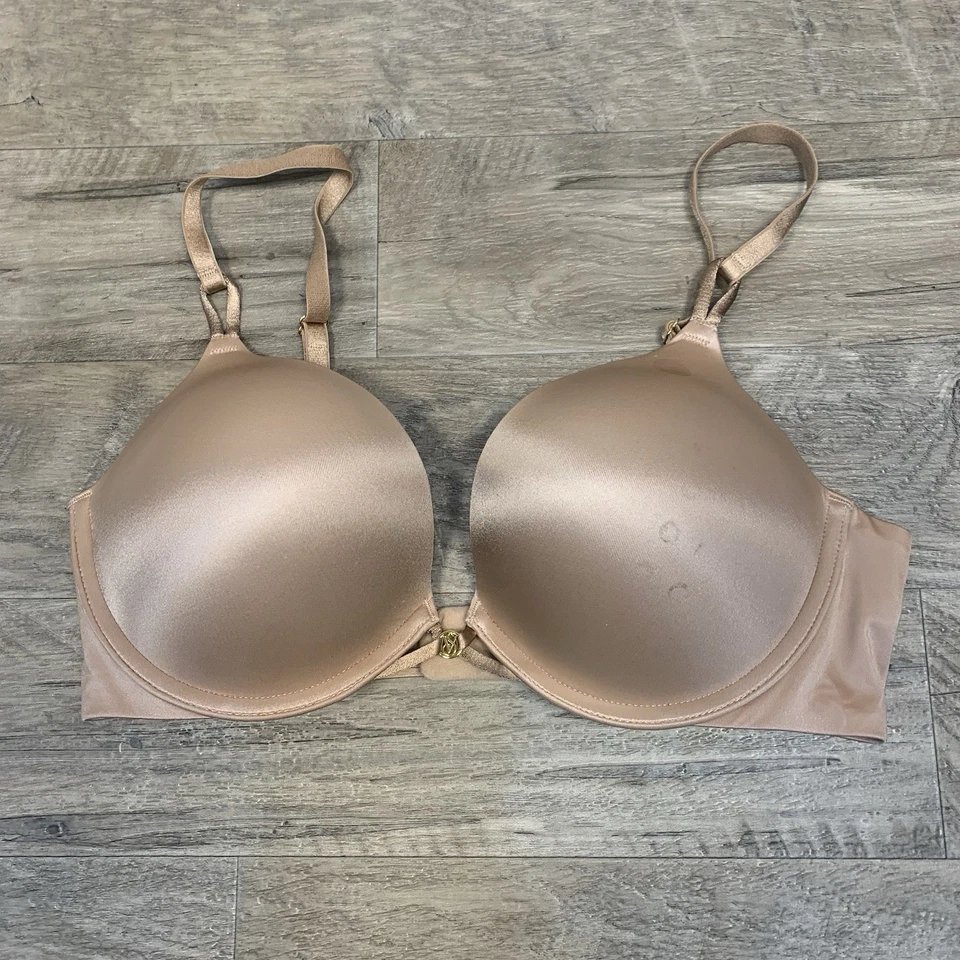 Sutiã de mergulho Victoria Secret cetim bombshell logotipo acento bronzeado tamanho 34 C - Imagem 3 de 4