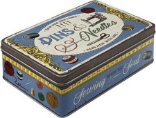 Nostalgic-Art Retro storage tin box flat, 84.5 oz, Pins  vintage design