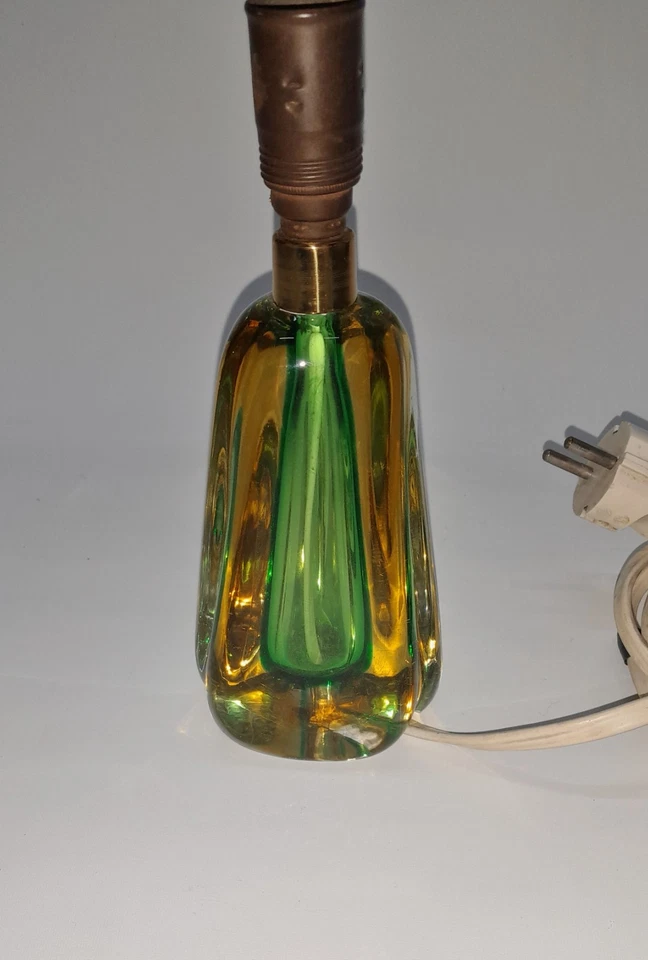 Vintage MURANO SMMERSO TISCHLAMPE 70er J. gelb grün, LAMPENFUSS LAMPE - Bild 2 von 4