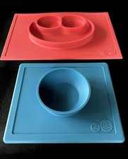 Set of EZPZ 2 Mini Mats Toddler Feeding Tray w/ Bowl  Toddler Divided Dish