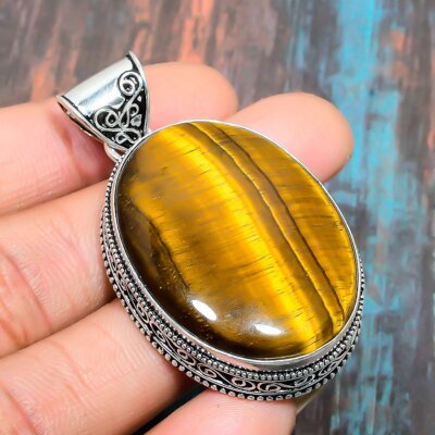 Tiger Eye Gemstone Handmade 925 Sterling Silver Jewelry Pendant Gifts For Love
