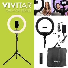 Vivitar 18-Inch LED Ring Light, Adjustable 63-Inch Tripod Stand, with Phone Stan