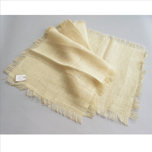Ivory Jute Burlap Table Runner 20x70 inches with Fringe - Picture 2 of 3