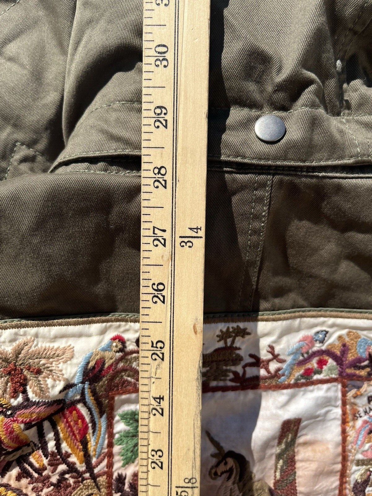 Women's Patch Embroidered Jacket Green Military N… - image 14