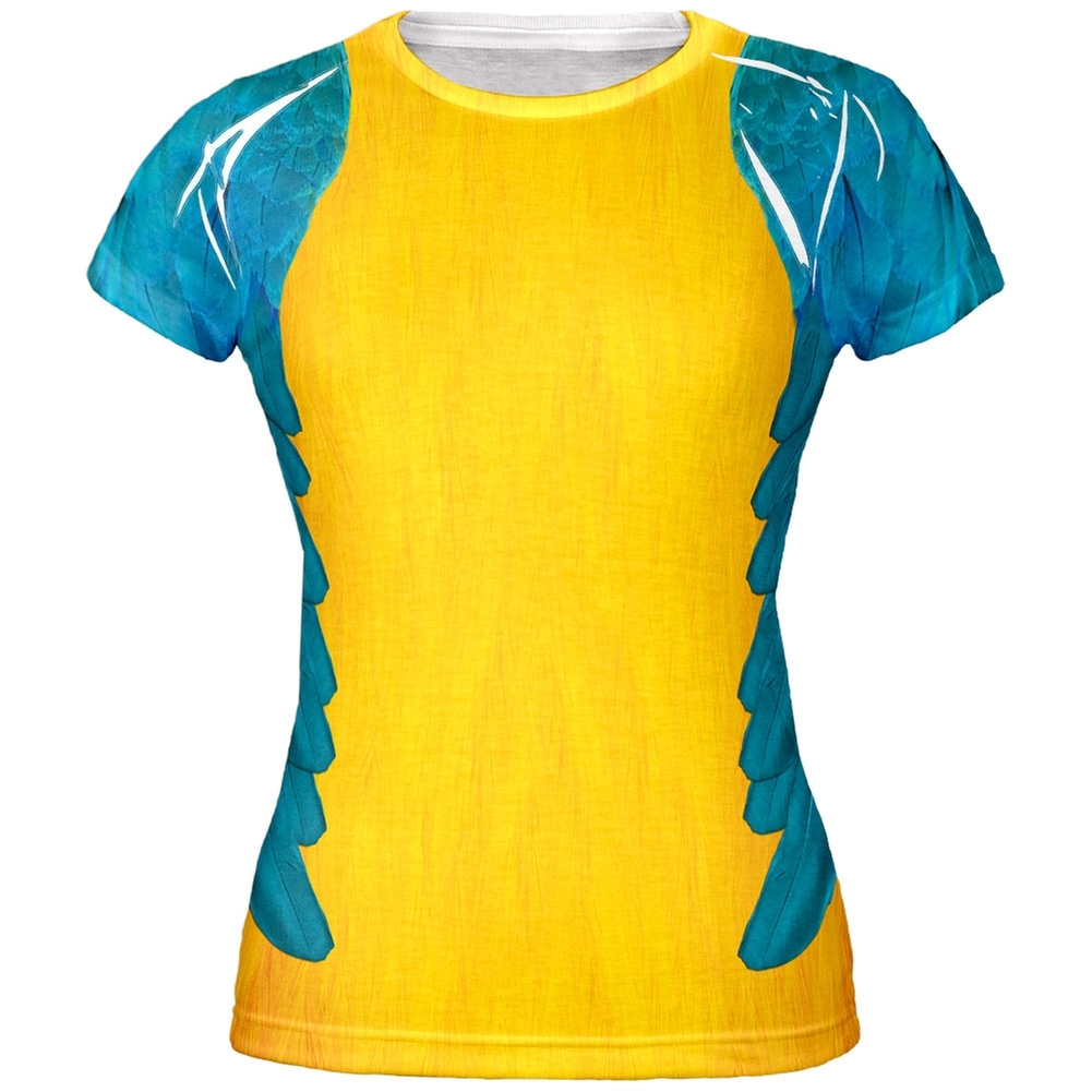 Halloween Blue Yellow Parrot Macaw Costume All Over Juniors T-Shirt