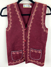 Handmade Polish / Hungarian Red Felt Vest Embroidered Teenage L Costume Wedding