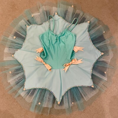 Girls Mint Green Tutu With Pancake Skirt Age 11-13 Years, With Pink Carry  Case UK