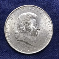 Austria: 1931 Silver 2 Schilling, Mozart, KM #2847