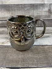 Home Essential 3D Owl 4" Coffee Mug Metallic Silver Textured