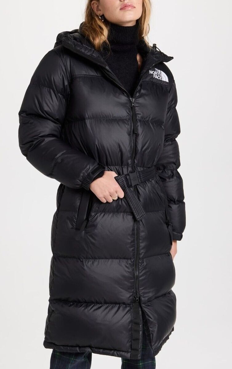 Size Run Big-The North Face Women's Nuptse Belted Long Parka 700 Fill Down  Coat