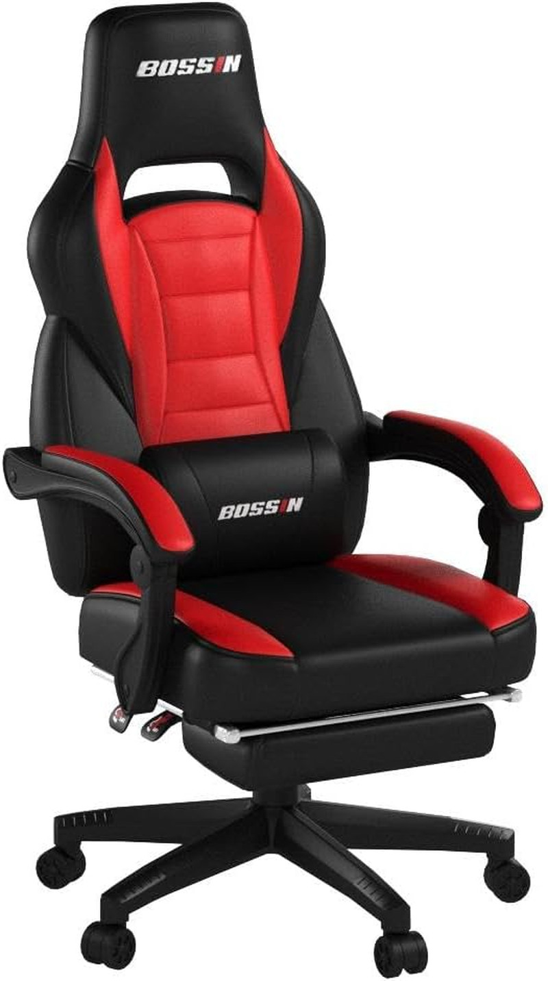 Racing Style Gaming Chair, Leather Computer Desk Chair with Footrest and Headres