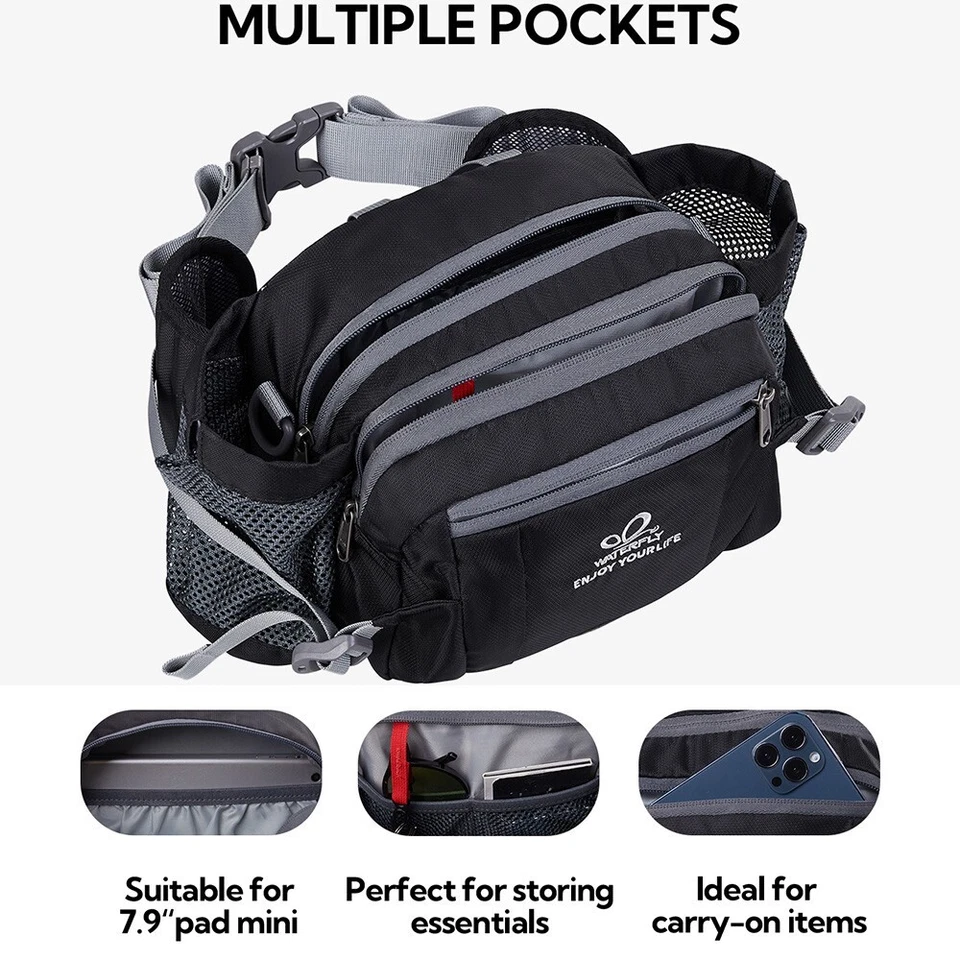 Waterfly Fanny Pack 2 Water Bottle Holders Hiking Running Large - Image 4 of 4
