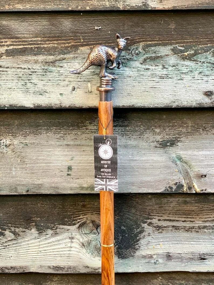 Antiguo Bastón Canguro Hecho a Mano Victoriano Steampunk Plegable Bastón Trabajo Foto 2 de 4