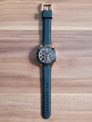 OLEVS Herrenuhr Business Diamond Moon Phase Roségold Schwarz