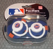 MLB New York Mets Pacifier set of 2 Striped w/Case by baby fanatic