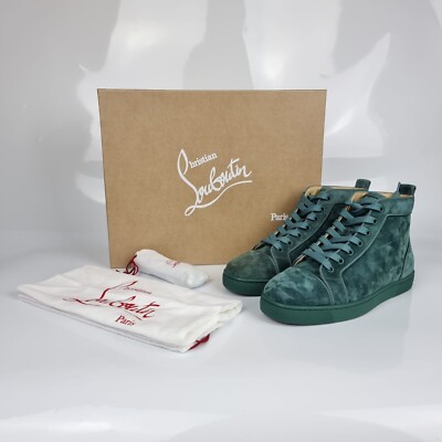 CHRISTIAN LOUBOUTIN Louis Orlato Suede Verveine Sneakers New Size