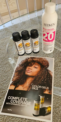 Lot OF 3 Redken Color Gels Oils Ammonia Free  Guide Book Tips & Tricks + 20 Vol