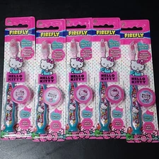 Hello Kitty Firefly Toothbrush Oral Care Travel Kit WIth Cap Kids Soft, 5pcs