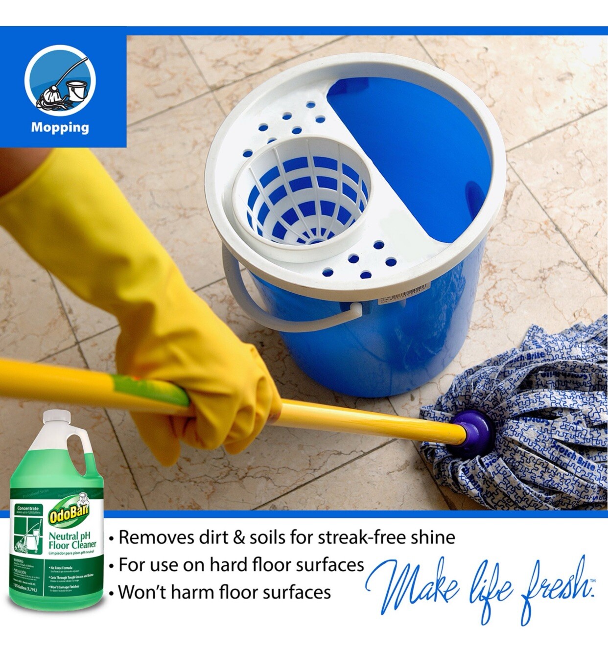 OdoBan Professional Series Neutral pH No Rinse Floor Cleaner Concentrate, 4 Gal.