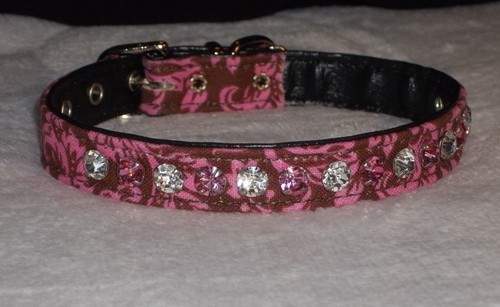 De lujo Cuello de Perro Estrás y Cristal Claro Joyas Bling Chocolate Damasco - Imagen 6 de 7