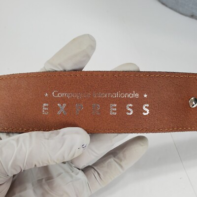 Vintage Express Brown Leather Belt Rock Studded Stone Embellished Buckle Size S $_57.JPG?set_id=8800005007 main image 4