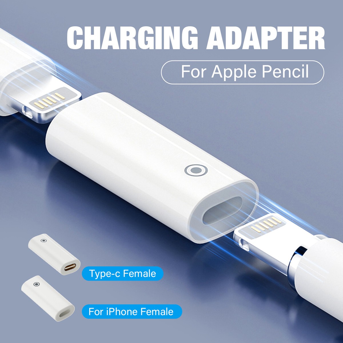 2pcs USB Charging Adapter for Apple Pencil 1st 2nd Gen Female