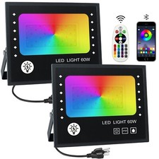Led Flood Light 60W, 600W Equivalent 6000 LM Outdoor RGB Flood Light with Rem...