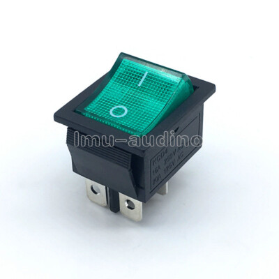 5PCS KCD4 2 Position 4PIN 16A 250V Rocker Boat Switch DPST ON/OFF w/ Green Light