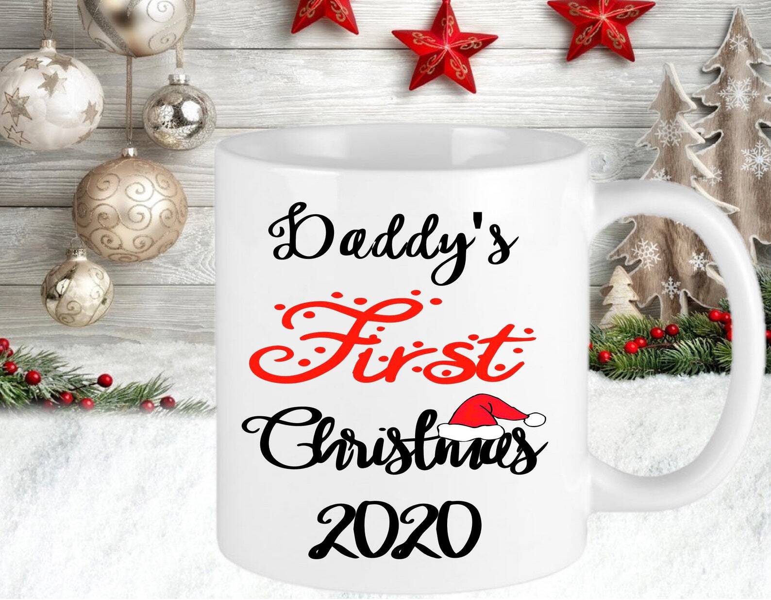 Christmas Personalised Daddy’s First Christmas 2021 Mug Gift Present Hot
