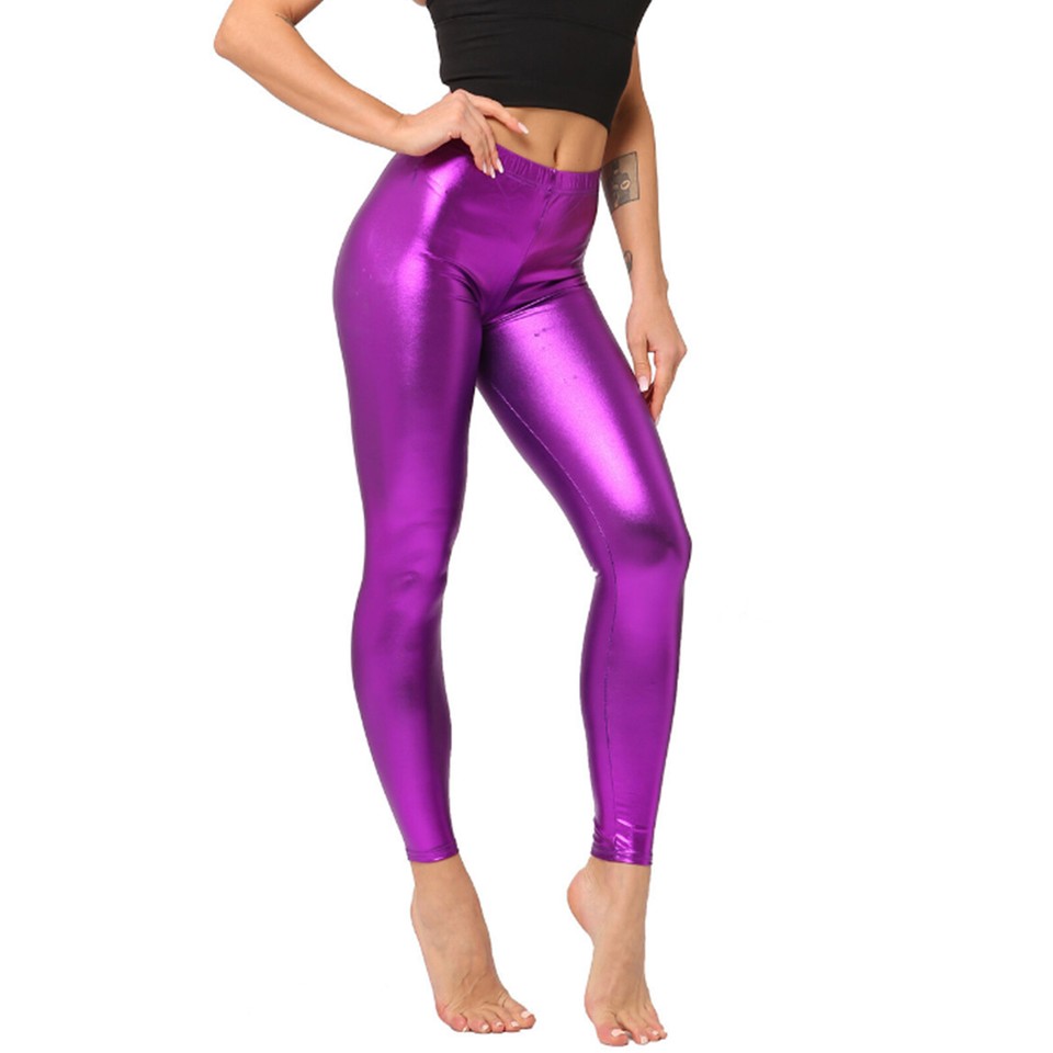 Shiny Metallic Leggings Womens Pants Ladies Rainbow main image 1