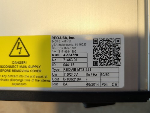 REO REOVIB MTS 441 VARIABLE FREQUENCY CONTROL 110/240V 50/60HZ OUT 0-100/210V 6A - Picture 2 of 5